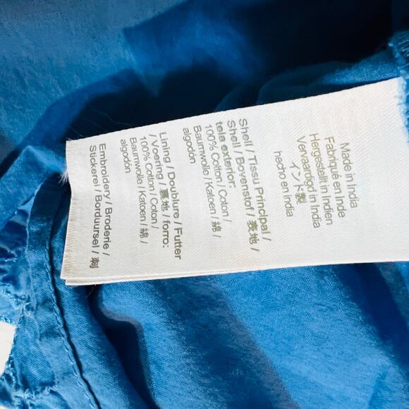 J. Crew Eyelet Button Up Long Sleeve Dress Size 4 Blue - Picture 7 of 10